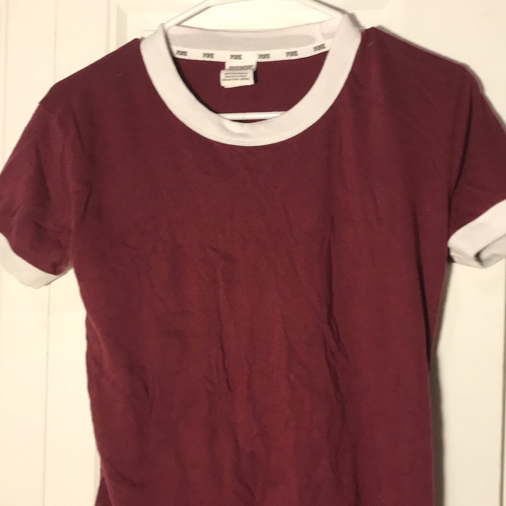 PINK burgundy ringed t shirt